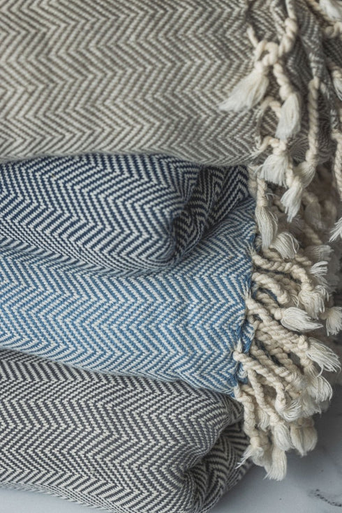 Chevron Turkish Throw with Tassels - Turkish Blanket - The Bali Market